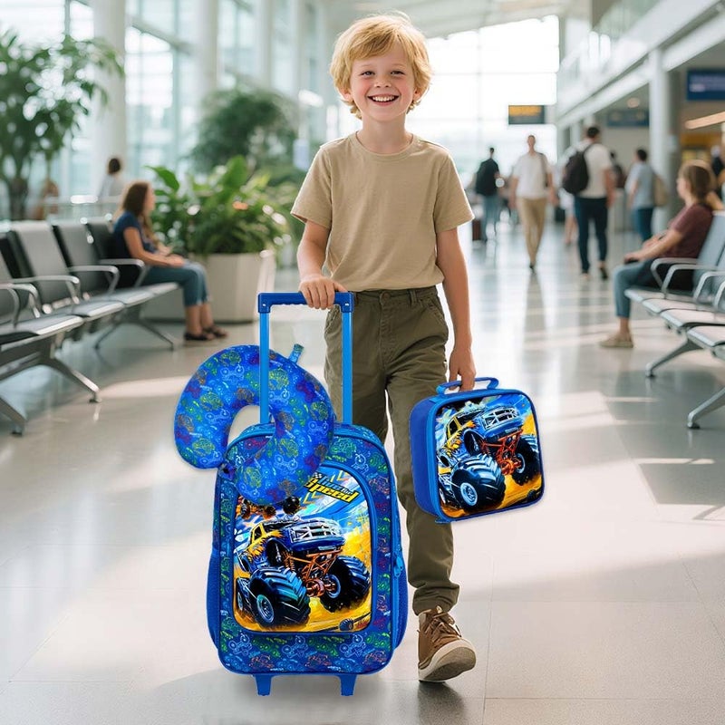 UFNDC 5PCS Kids Suitcase Set for Boys, Car Rolling Luggage with Wheels, Travel Carry on for Children Toddler Elementary - Image 5